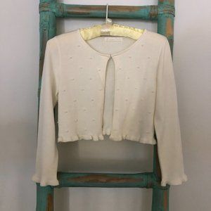 American Princess Sweater with Ruffles and Pearls NWOT